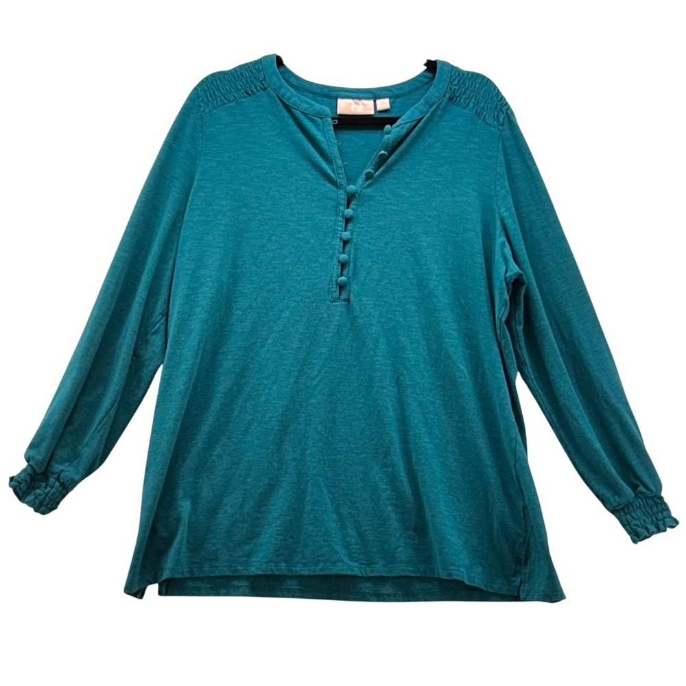 Belle by Kimโ Gravel Tunic Top Teal 1X